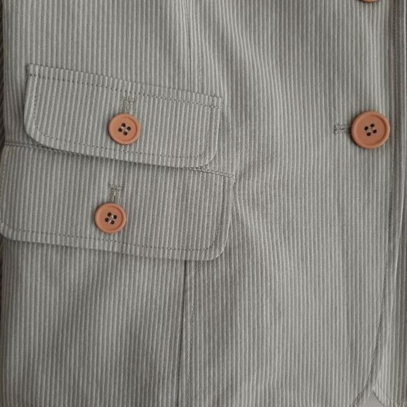 JEANNE PIERRE Textured Stripe Pastel Green Button Front Blazer Jacket Sz L - Picture 8 of 14